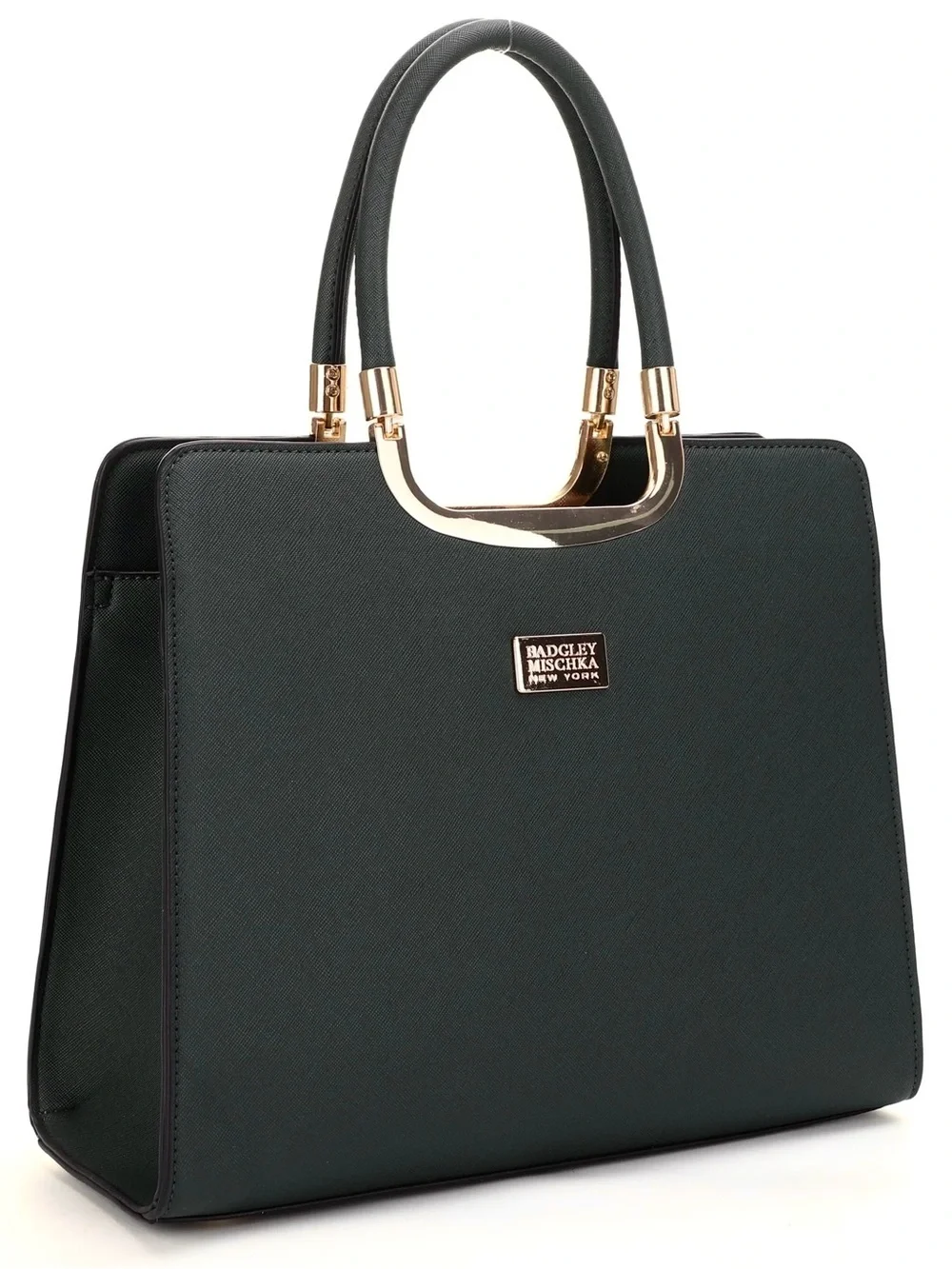 NEW Badgley Mischka Louise Saffiano Large Structured Double Handle Satchel Purse - Picture 3 of 4